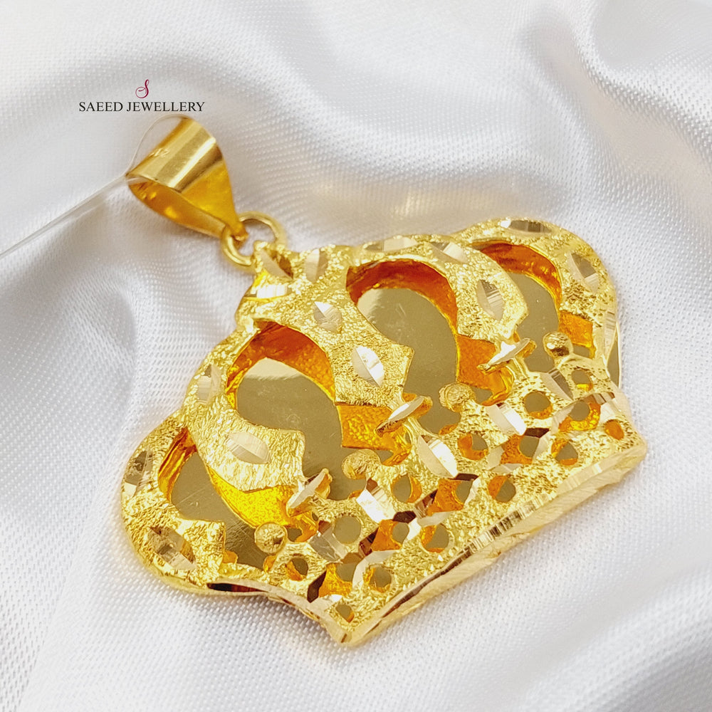 21K Gold Crown Pendant by Saeed Jewelry - Image 3