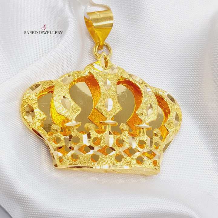 21K Gold Crown Pendant by Saeed Jewelry - Image 4