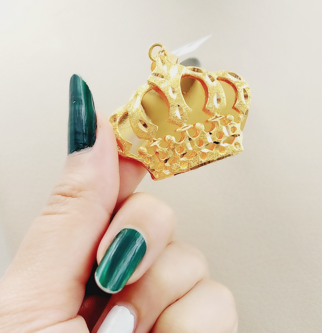 21K Gold Crown Pendant by Saeed Jewelry - Image 4