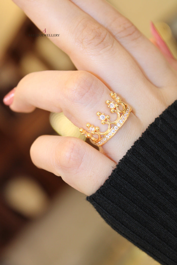 21K Gold Crown Wedding Ring by Saeed Jewelry - Image 4