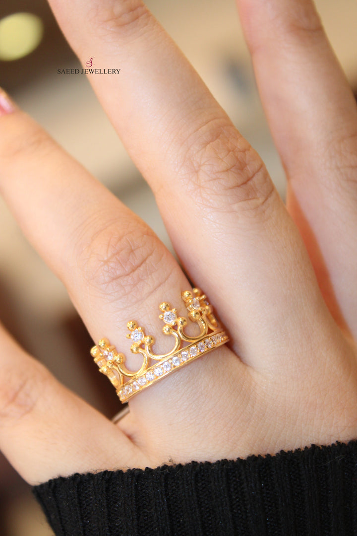 21K Gold Crown Wedding Ring by Saeed Jewelry - Image 9