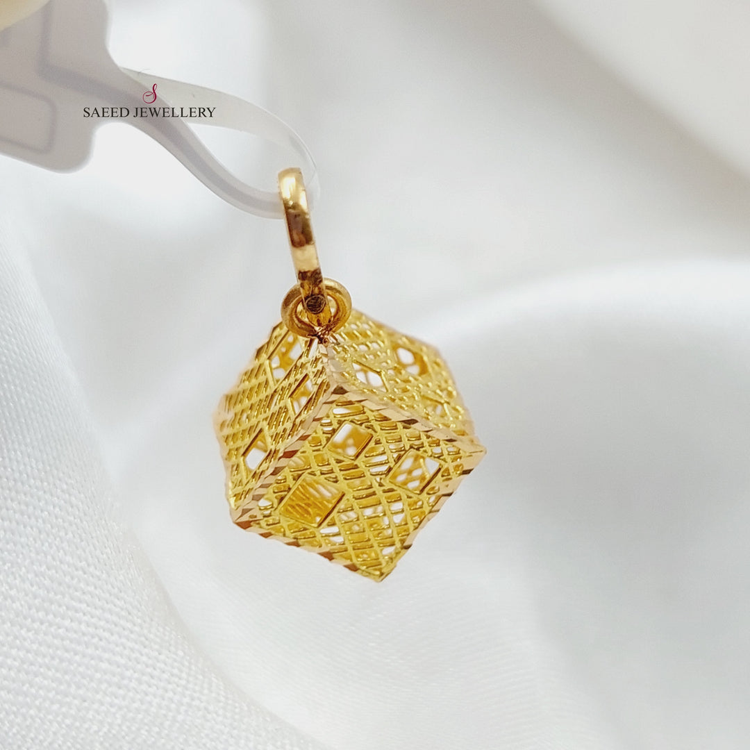 21K Gold Cube Pendant by Saeed Jewelry - Image 1