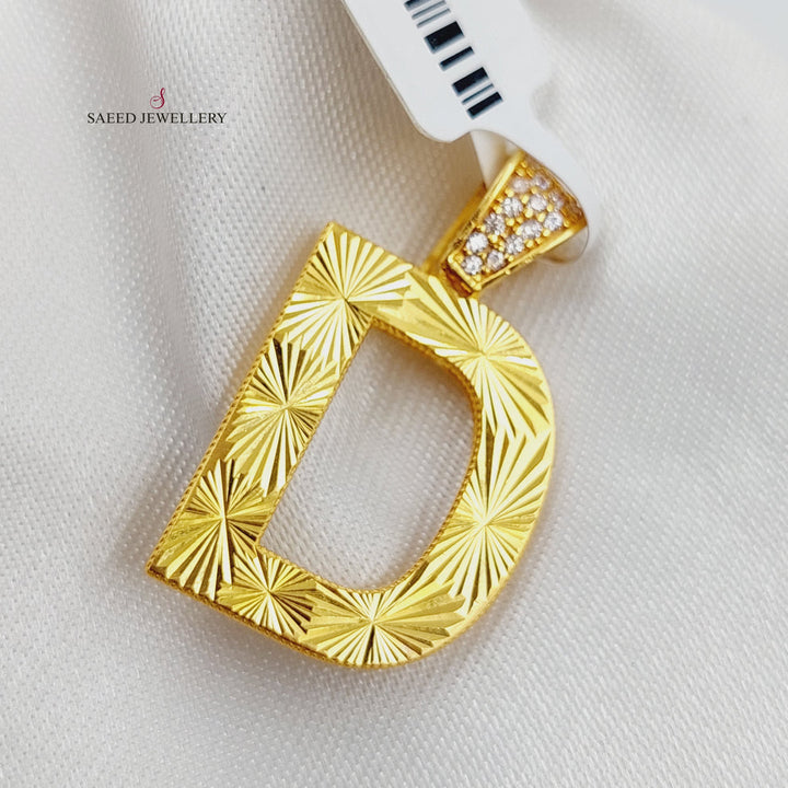 21K Gold D Letter Pendant by Saeed Jewelry - Image 2