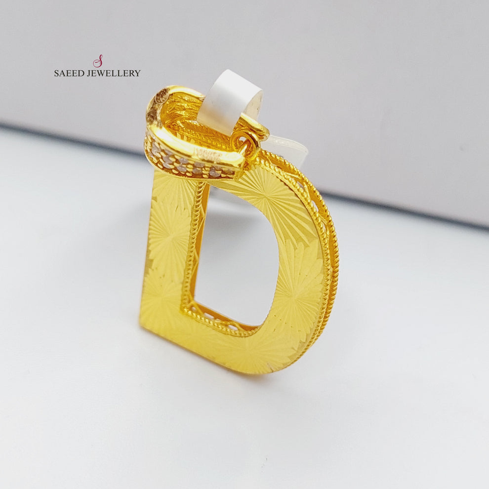 21K Gold D Letter Pendant by Saeed Jewelry - Image 4