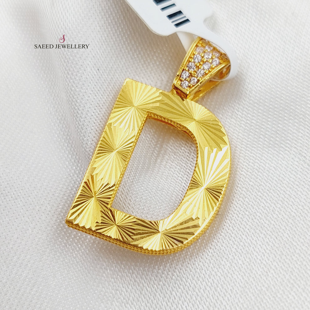 21K Gold D Letter Pendant by Saeed Jewelry - Image 1