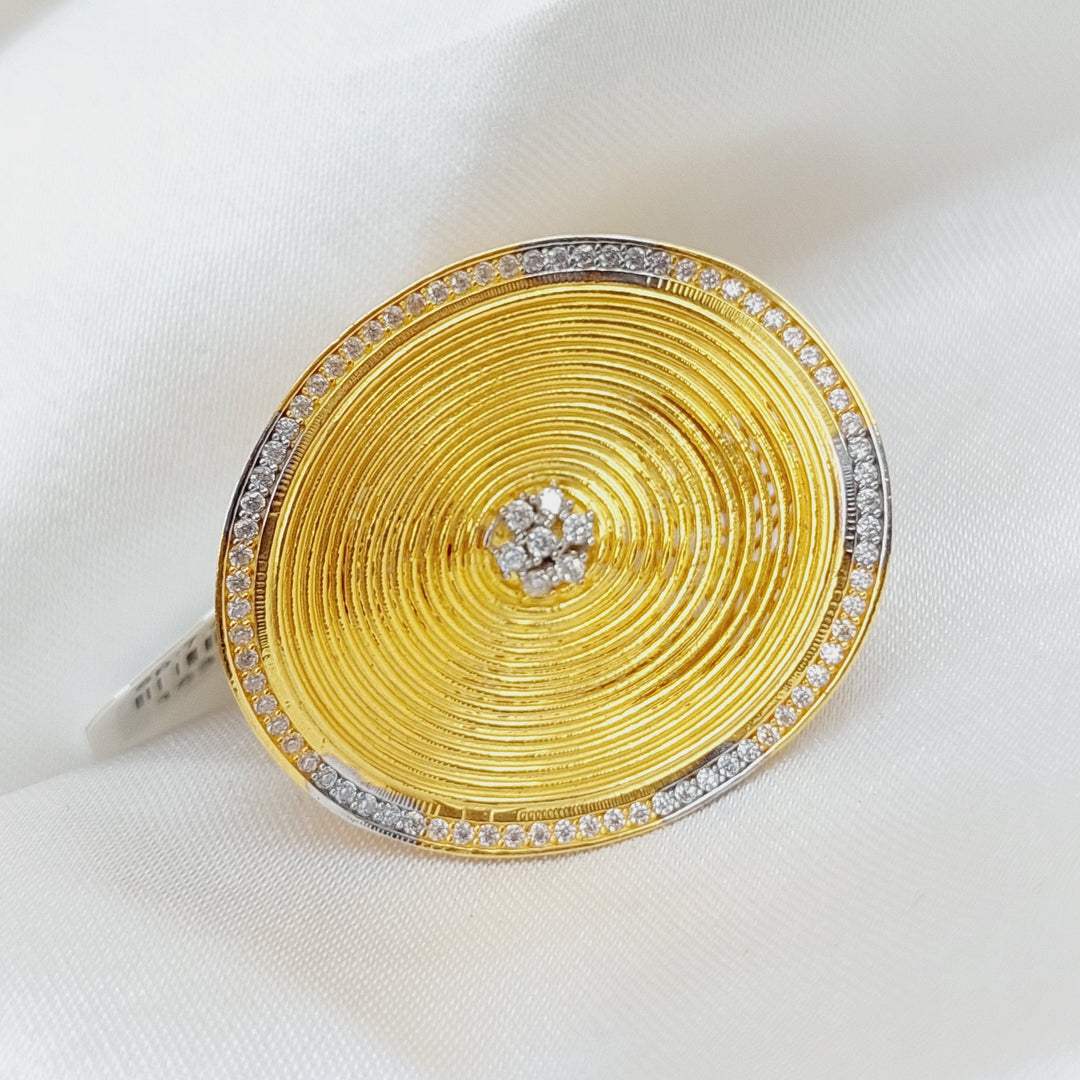 21K Gold Distinguished Zirconia Ring by Saeed Jewelry - Image 3