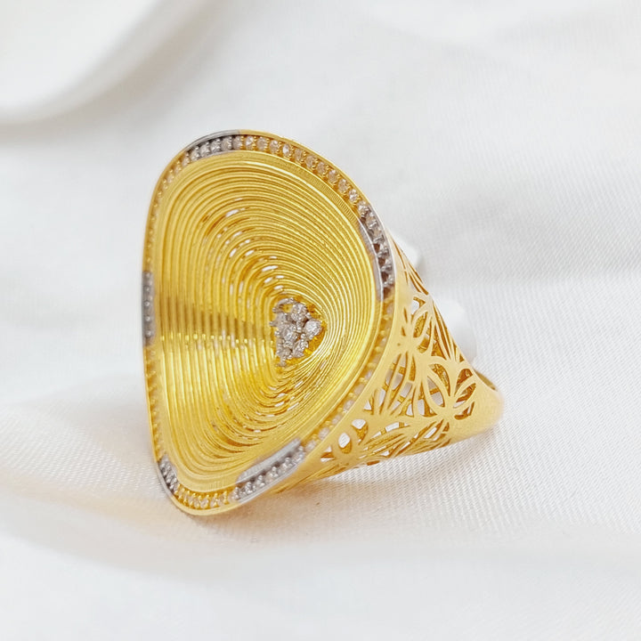 21K Gold Distinguished Zirconia Ring by Saeed Jewelry - Image 1