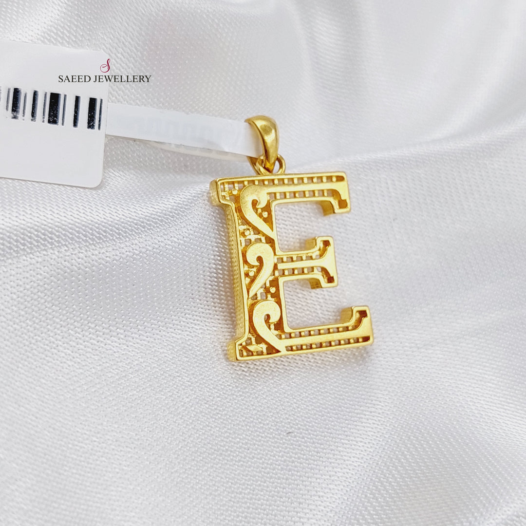 21K Gold E Letter Pendant by Saeed Jewelry - Image 1