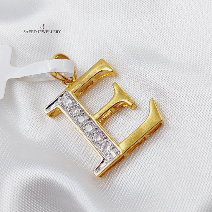 21K Gold E Letter Pendant by Saeed Jewelry - Image 3