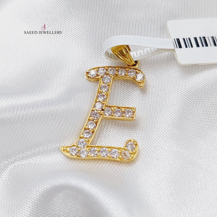 21K Gold E Letter Pendant by Saeed Jewelry - Image 3