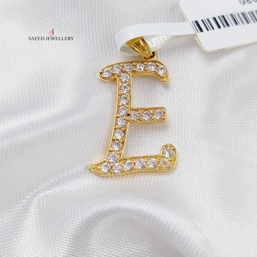 21K Gold E Letter Pendant by Saeed Jewelry - Image 1