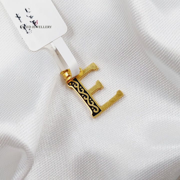 21K Gold E Letter Pendant by Saeed Jewelry - Image 2