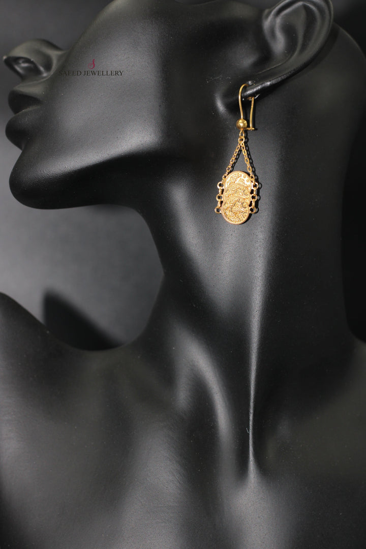 21K Gold Eighths Earrings by Saeed Jewelry - Image 3