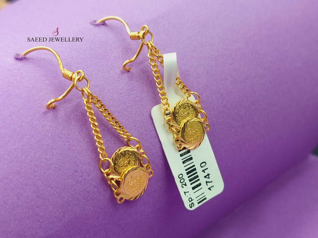 21K Gold Eighths Earrings by Saeed Jewelry - Image 3