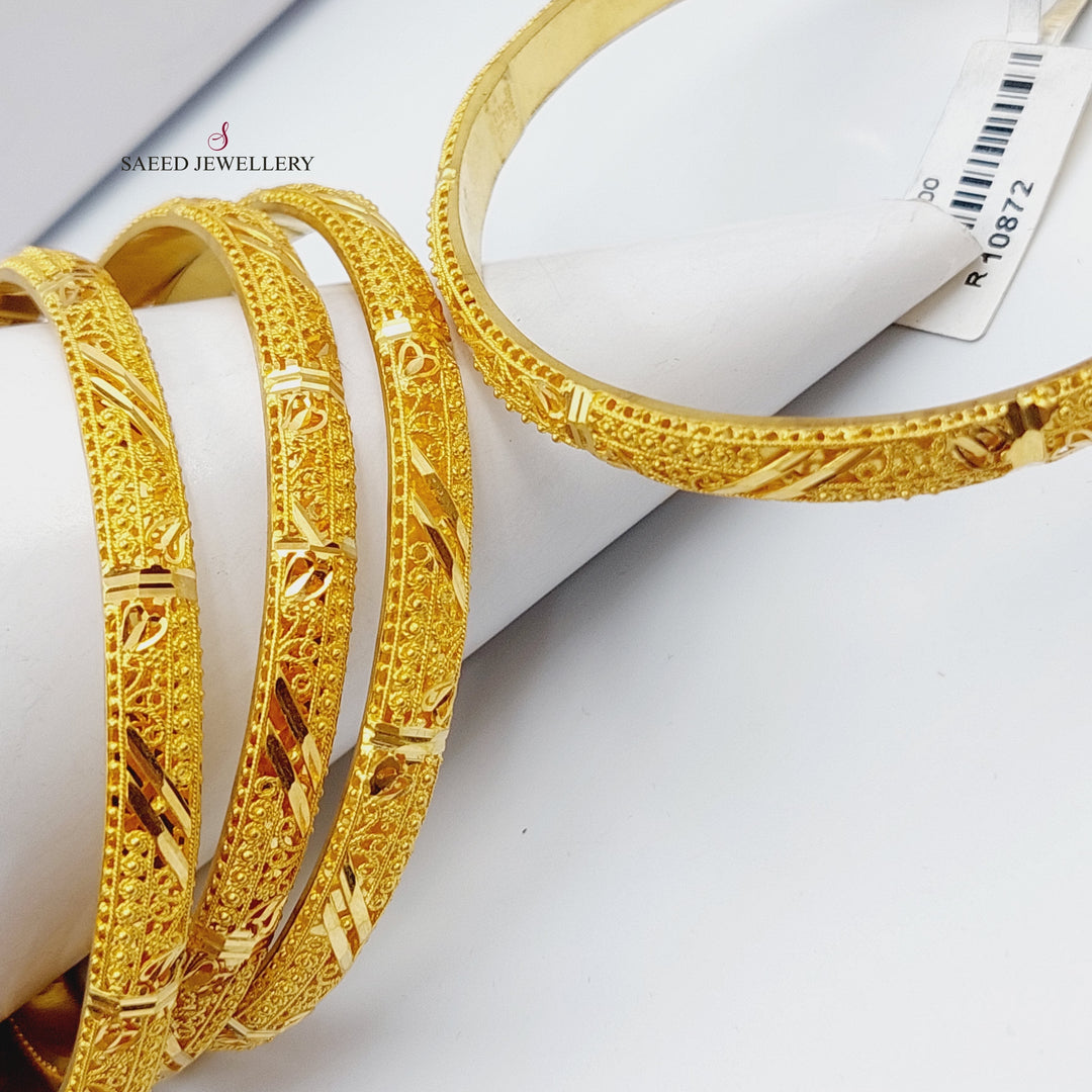 21K Gold Emirati Fancy Bangle by Saeed Jewelry - Image 3