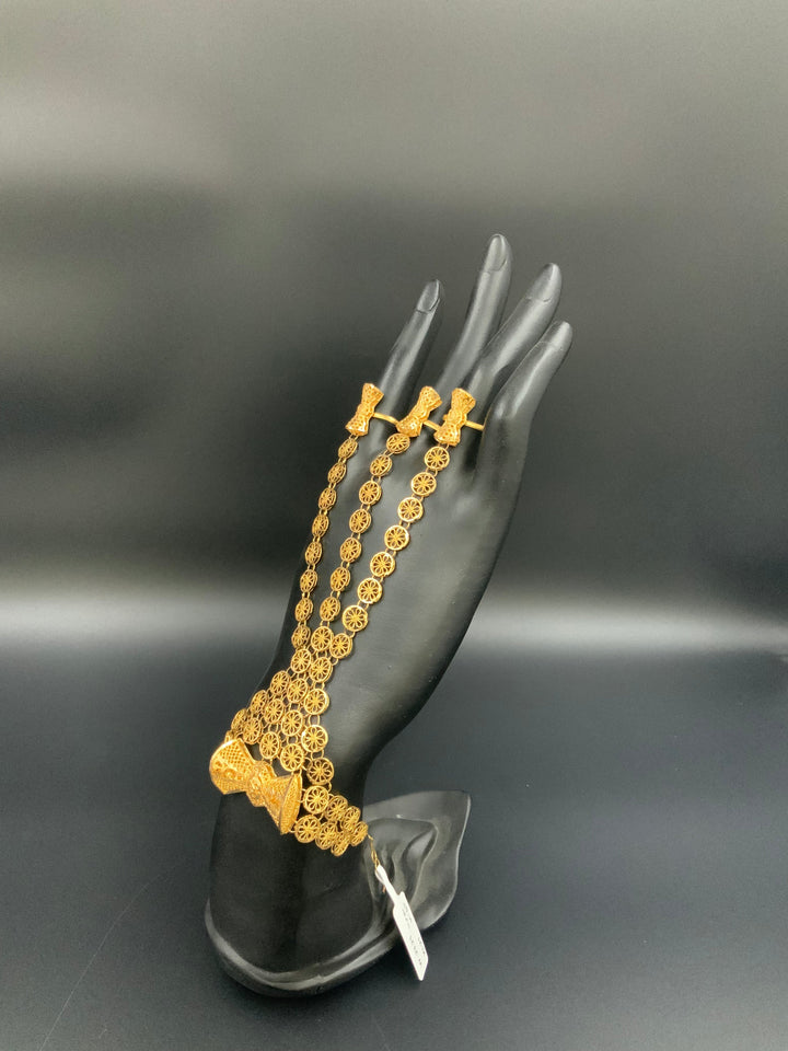 21K Gold Emirati Hand Bracelet by Saeed Jewelry - Image 3
