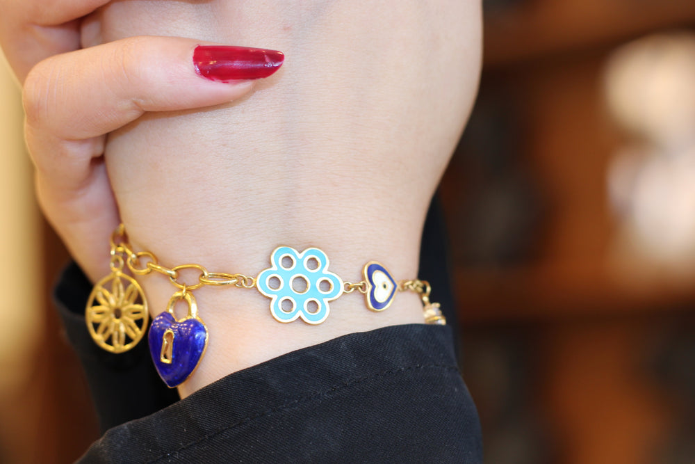21K Gold Enamel Fancy Bracelet by Saeed Jewelry - Image 2