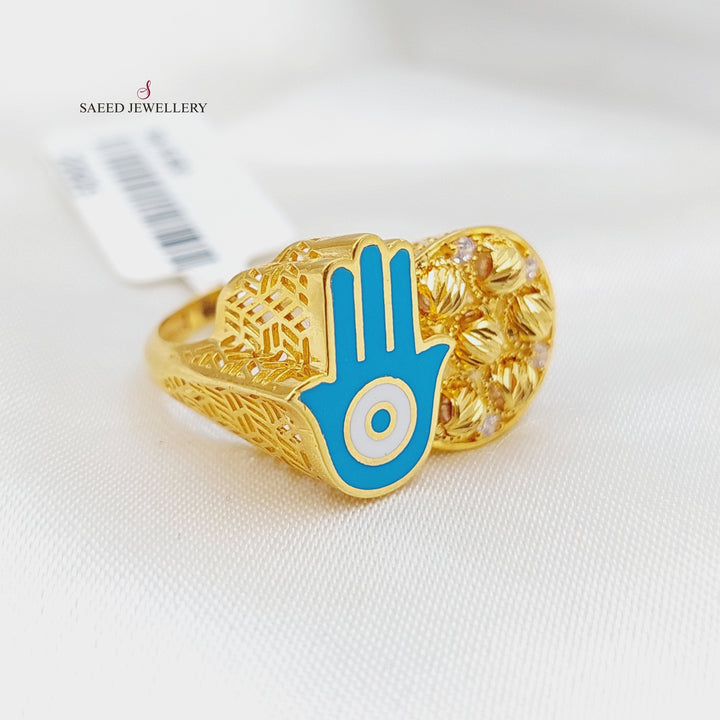 21K Gold Enamel Hand Ring by Saeed Jewelry - Image 1