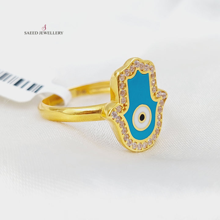 21K Gold Enamel Hand Ring by Saeed Jewelry - Image 3