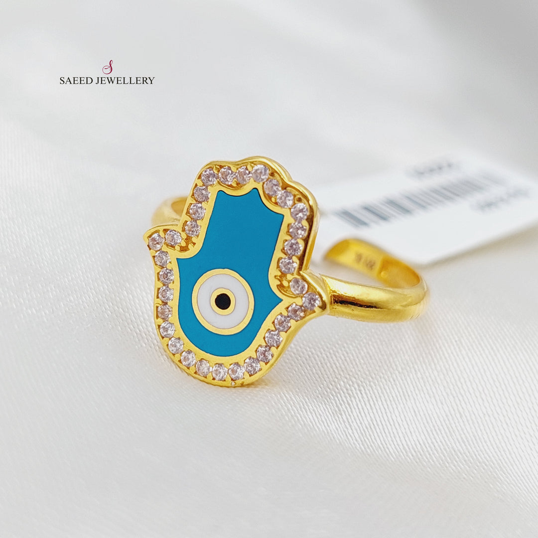 21K Gold Enamel Hand Ring by Saeed Jewelry - Image 4