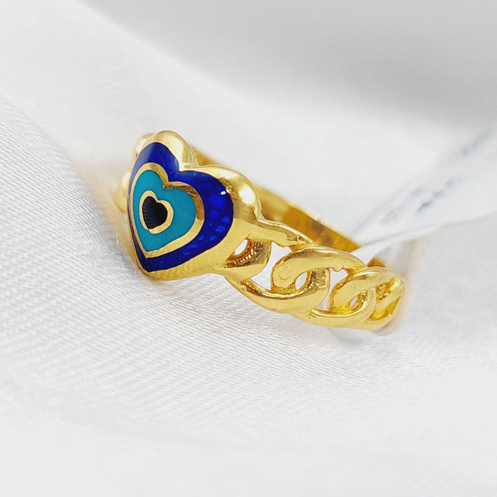 21K Gold Enamel Heart Ring by Saeed Jewelry - Image 3