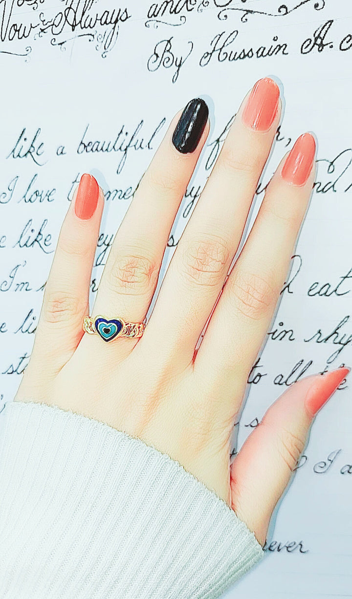 21K Gold Enamel Heart Ring by Saeed Jewelry - Image 4