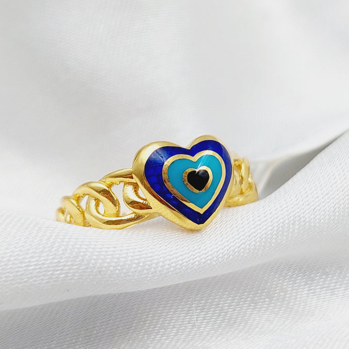 21K Gold Enamel Heart Ring by Saeed Jewelry - Image 1