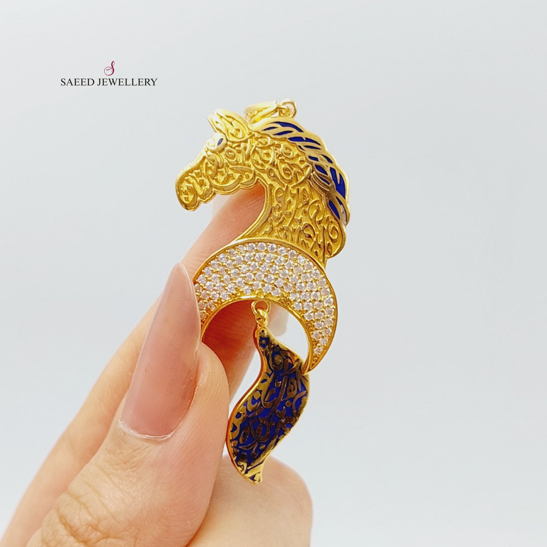 21K Gold Enamel Horse Pendant by Saeed Jewelry - Image 2