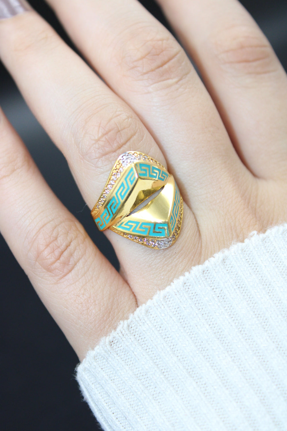 21K Gold Enamel Ring by Saeed Jewelry - Image 2