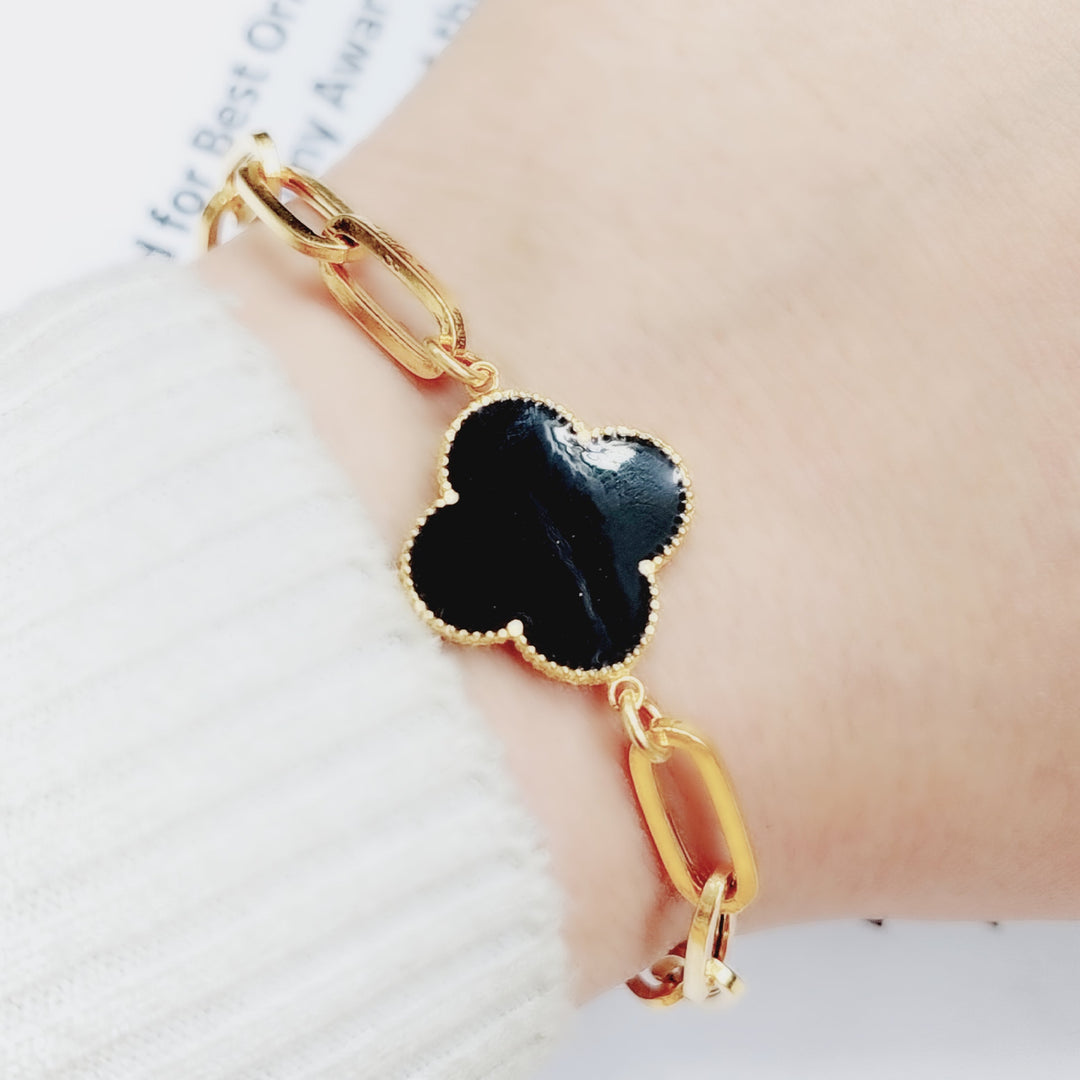 21K Gold 21K Enamel Clover Bracelet by Saeed Jewelry - Image 2