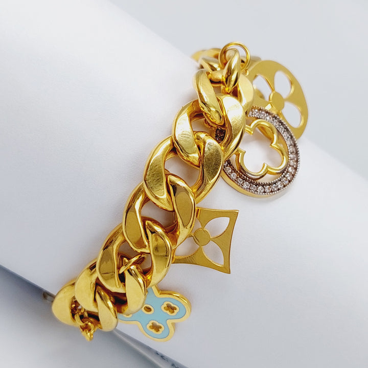 21K Gold 21K Enamel Clover Bracelet by Saeed Jewelry - Image 3