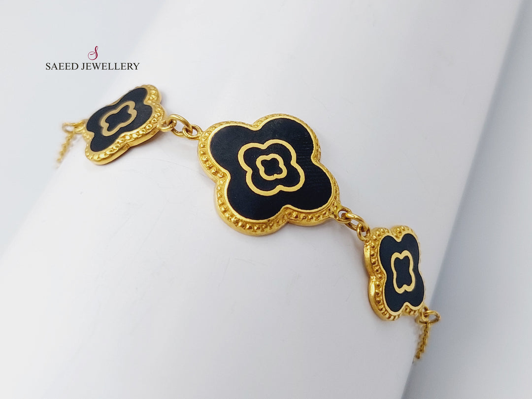 21K Gold 21K Enamel Clover Bracelet by Saeed Jewelry - Image 5