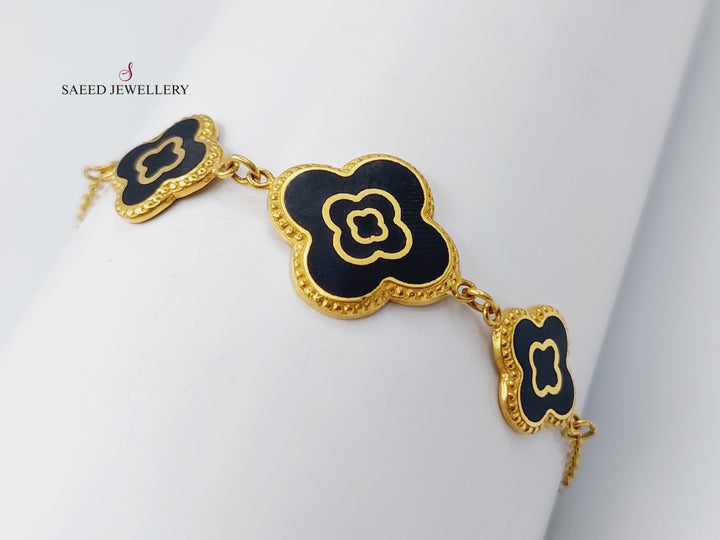 21K Gold 21K Enamel Clover Bracelet by Saeed Jewelry - Image 2