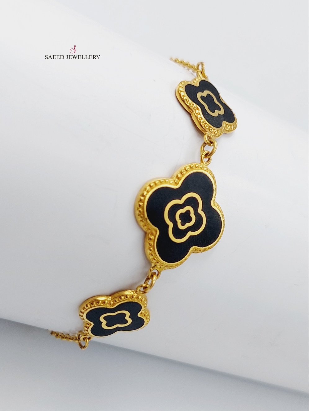 21K Gold 21K Enamel Clover Bracelet by Saeed Jewelry - Image 6