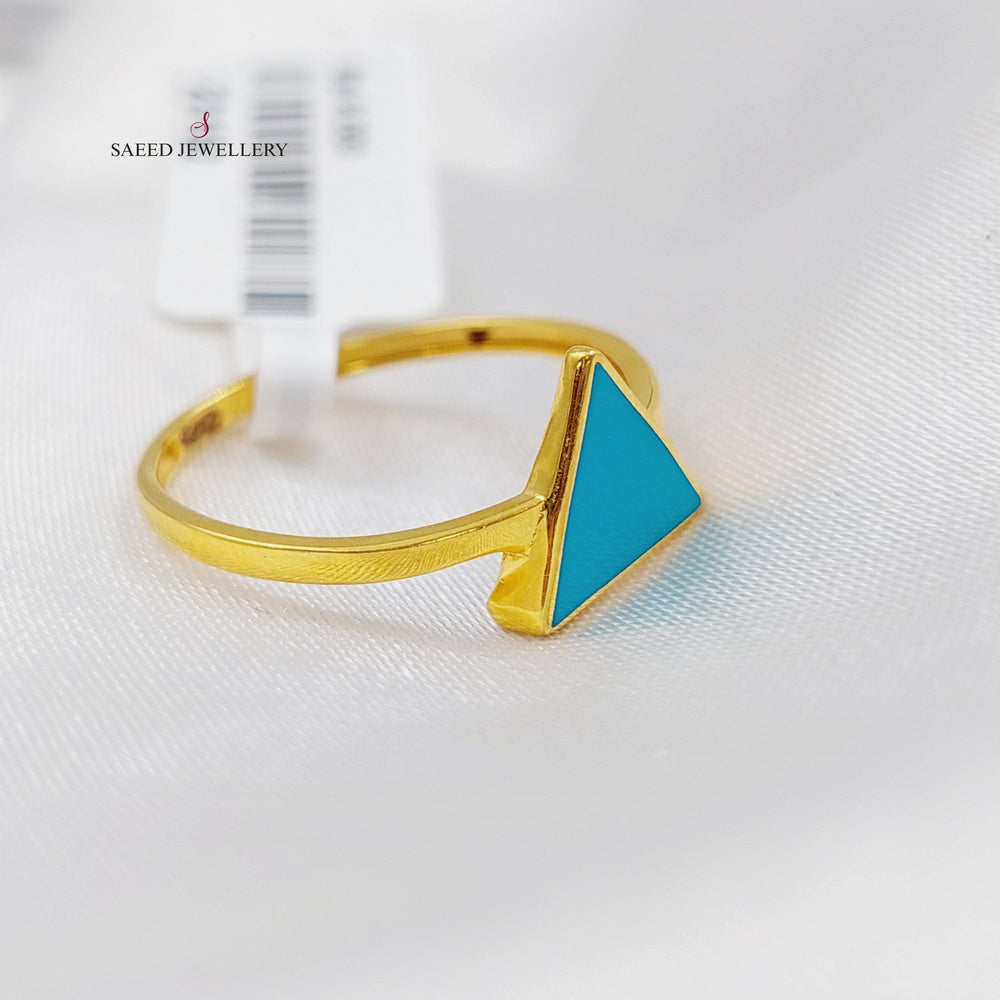 21K Gold Enamel Triangle Ring by Saeed Jewelry - Image 2