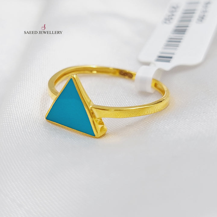 21K Gold Enamel Triangle Ring by Saeed Jewelry - Image 1