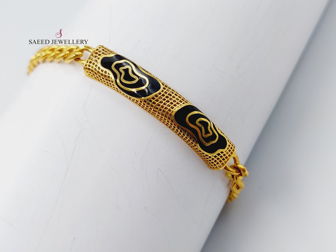 21K Gold Enamel Zirconia Bracelet by Saeed Jewelry - Image 2