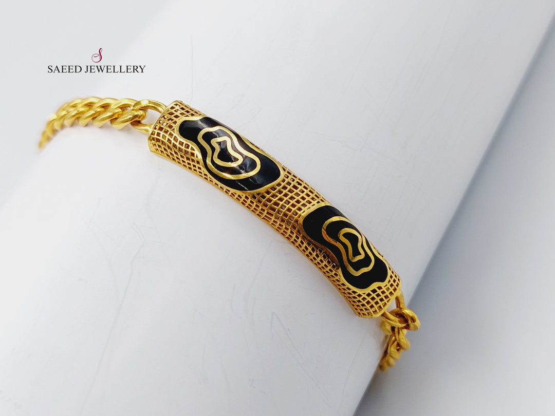 21K Gold Enamel Zirconia Bracelet by Saeed Jewelry - Image 4