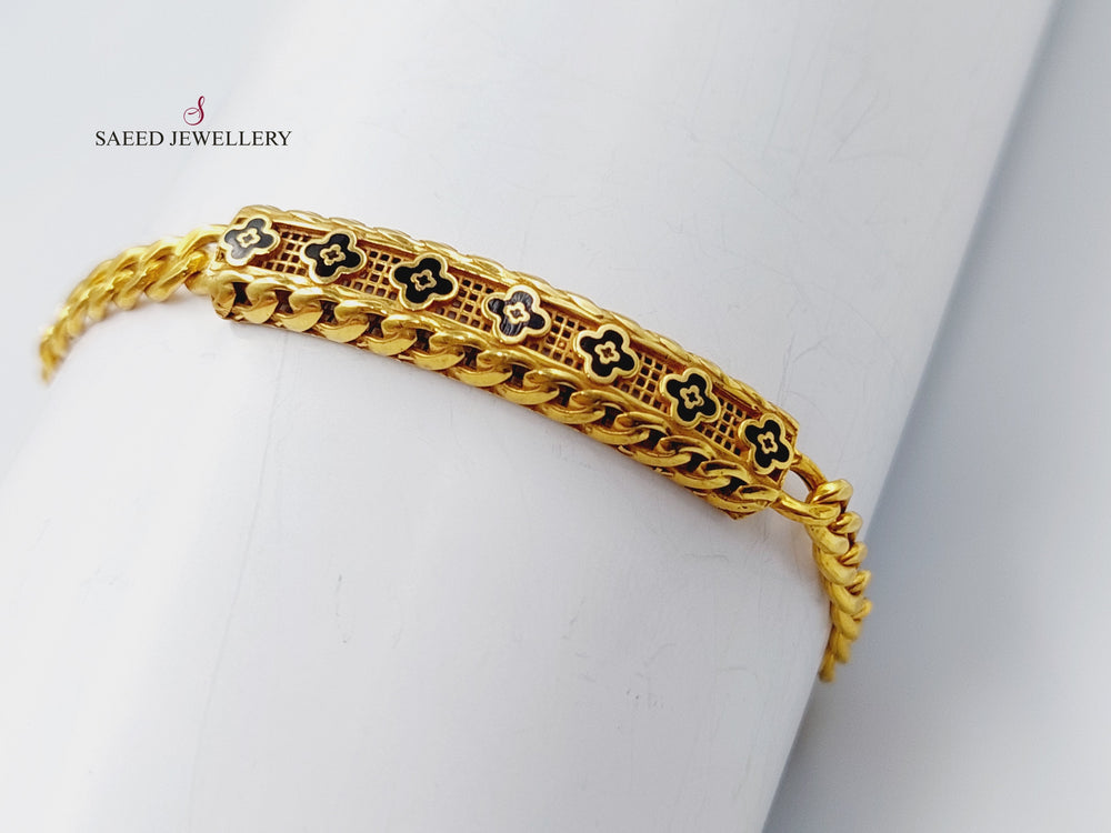 21K Gold Enamel Zirconia Bracelet by Saeed Jewelry - Image 2