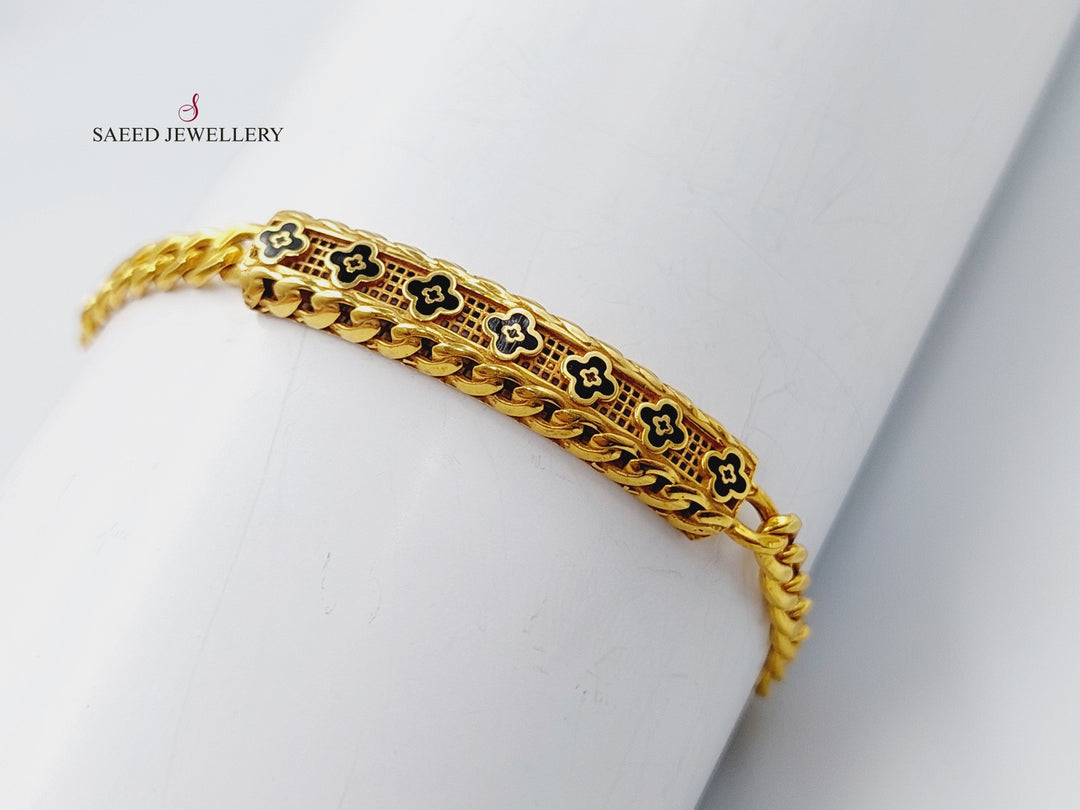 21K Gold Enamel Zirconia Bracelet by Saeed Jewelry - Image 4