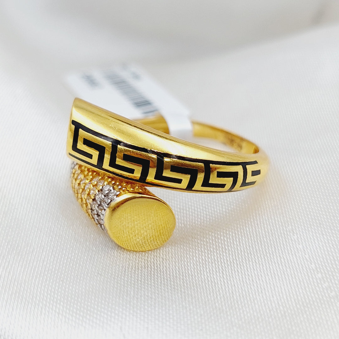 21K Gold Enamel Zirconia Ring by Saeed Jewelry - Image 1