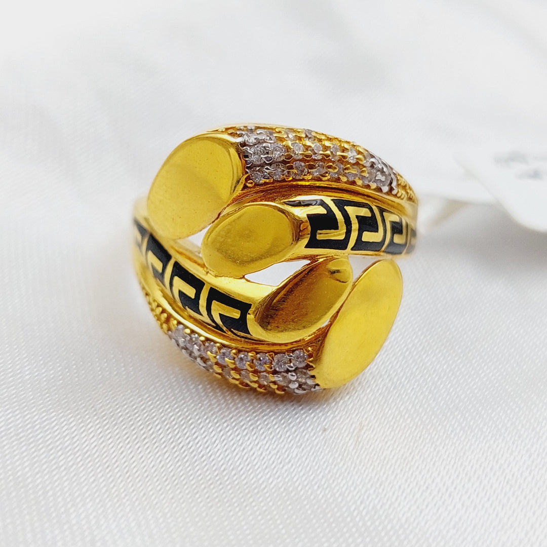 21K Gold Enamel Zirconia Ring by Saeed Jewelry - Image 3