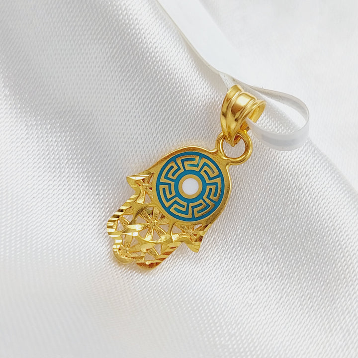 21K Gold Enamel's Hand Pendant by Saeed Jewelry - Image 3