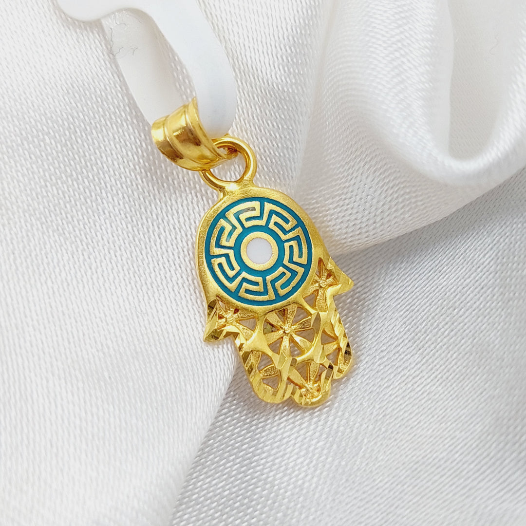 21K Gold Enamel's Hand Pendant by Saeed Jewelry - Image 1