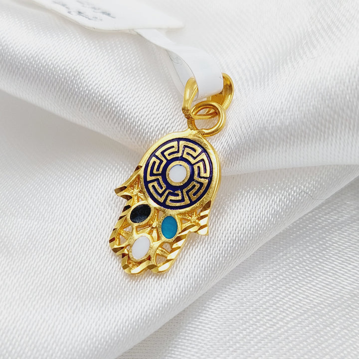 21K Gold Enamel's Hand Pendant by Saeed Jewelry - Image 6
