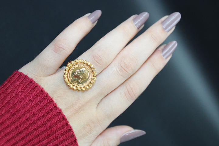 21K Gold English Lira Fancy Ring by Saeed Jewelry - Image 2