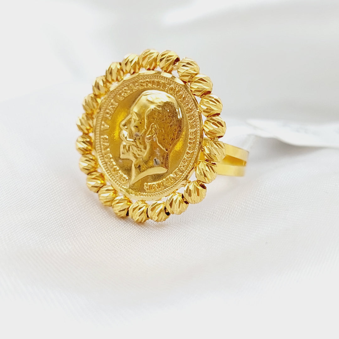 21K Gold English Lira Fancy Ring by Saeed Jewelry - Image 1