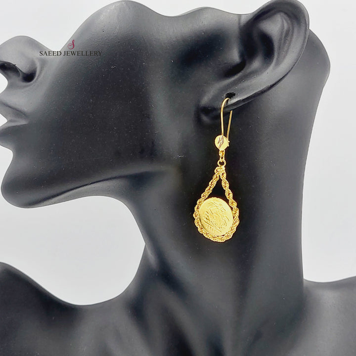 21K Gold English Lira Model Earrings by Saeed Jewelry - Image 4