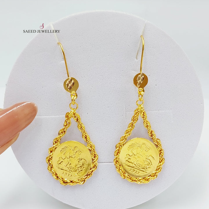 21K Gold English Lira Model Earrings by Saeed Jewelry - Image 1