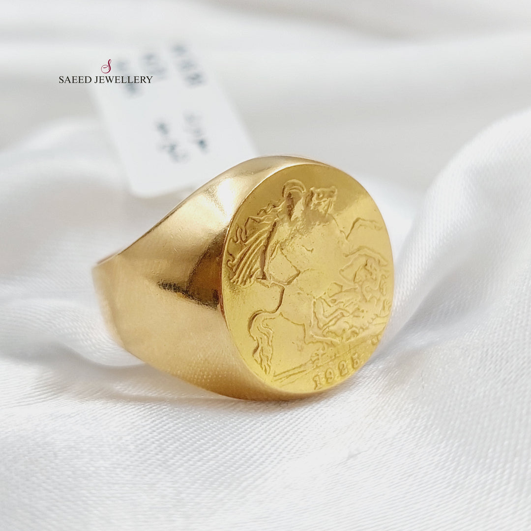 21K English Lira Model Men's Ring Made of 21K Yellow Gold by Saeed Jewelry-26607